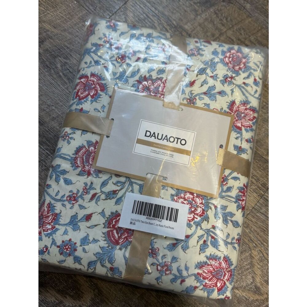 New Twin Floral Print Duvet Quilt Set in Cream and Pink 💯 Cotton - Picture 7 of 12